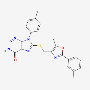 8-({[5-methyl-2-(3-methylphenyl)-1,3-oxazol-4-yl]methyl}thio)-9-(4-methylphenyl)-1,9-dihydro-6H-purin-6-one