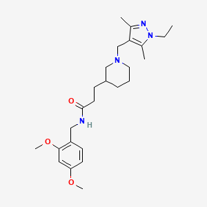 molecular formula C25H38N4O3 B6005126 N-(2,4-dimethoxybenzyl)-3-{1-[(1-ethyl-3,5-dimethyl-1H-pyrazol-4-yl)methyl]-3-piperidinyl}propanamide 