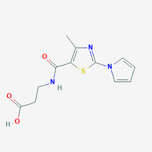 molecular formula C12H13N3O3S B6005152 N-{[4-methyl-2-(1H-pyrrol-1-yl)-1,3-thiazol-5-yl]carbonyl}-beta-alanine 