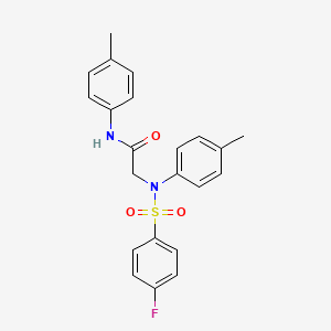 molecular formula C22H21FN2O3S B6005209 N~2~-[(4-fluorophenyl)sulfonyl]-N~1~,N~2~-bis(4-methylphenyl)glycinamide 