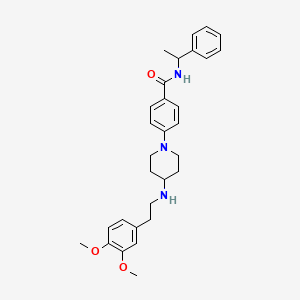 molecular formula C30H37N3O3 B6005225 4-(4-{[2-(3,4-dimethoxyphenyl)ethyl]amino}-1-piperidinyl)-N-(1-phenylethyl)benzamide 