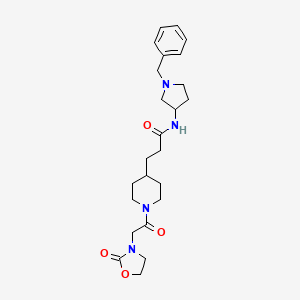 molecular formula C24H34N4O4 B6005273 N-(1-benzyl-3-pyrrolidinyl)-3-{1-[(2-oxo-1,3-oxazolidin-3-yl)acetyl]-4-piperidinyl}propanamide 