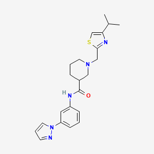 molecular formula C22H27N5OS B6005282 1-[(4-isopropyl-1,3-thiazol-2-yl)methyl]-N-[3-(1H-pyrazol-1-yl)phenyl]-3-piperidinecarboxamide 