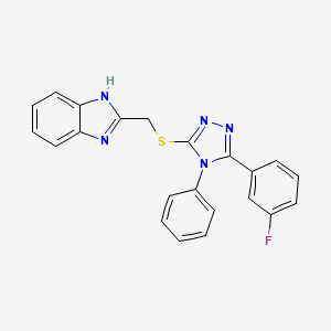 molecular formula C22H16FN5S B6005284 2-({[5-(3-fluorophenyl)-4-phenyl-4H-1,2,4-triazol-3-yl]thio}methyl)-1H-benzimidazole 