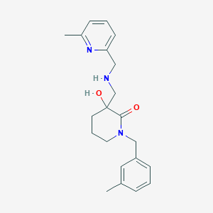 molecular formula C21H27N3O2 B6005300 3-hydroxy-1-(3-methylbenzyl)-3-({[(6-methyl-2-pyridinyl)methyl]amino}methyl)-2-piperidinone 