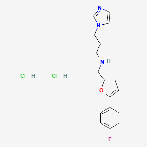 molecular formula C17H20Cl2FN3O B6005319 N-{[5-(4-fluorophenyl)-2-furyl]methyl}-3-(1H-imidazol-1-yl)propan-1-amine dihydrochloride 