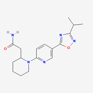 molecular formula C17H23N5O2 B6005341 2-{1-[5-(3-isopropyl-1,2,4-oxadiazol-5-yl)-2-pyridinyl]-2-piperidinyl}acetamide 