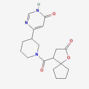 molecular formula C18H23N3O4 B6005353 6-{1-[(2-oxo-1-oxaspiro[4.4]non-4-yl)carbonyl]piperidin-3-yl}pyrimidin-4(3H)-one 