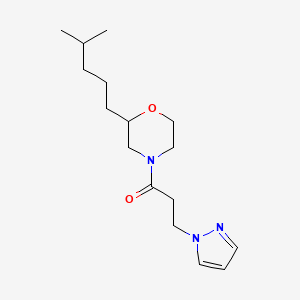 molecular formula C16H27N3O2 B6005363 2-(4-methylpentyl)-4-[3-(1H-pyrazol-1-yl)propanoyl]morpholine 