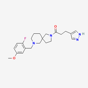 molecular formula C22H29FN4O2 B6005383 7-(2-fluoro-5-methoxybenzyl)-2-[3-(1H-pyrazol-4-yl)propanoyl]-2,7-diazaspiro[4.5]decane 