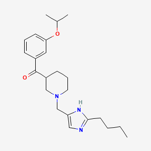 molecular formula C23H33N3O2 B6005387 {1-[(2-butyl-1H-imidazol-4-yl)methyl]-3-piperidinyl}(3-isopropoxyphenyl)methanone 