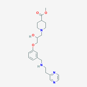 molecular formula C23H32N4O4 B6005426 methyl 1-{2-hydroxy-3-[3-({[2-(2-pyrazinyl)ethyl]amino}methyl)phenoxy]propyl}-4-piperidinecarboxylate 