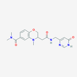 molecular formula C19H23N5O4 B6005467 3-(2-{[(6-hydroxypyrimidin-4-yl)methyl]amino}-2-oxoethyl)-N,N,4-trimethyl-3,4-dihydro-2H-1,4-benzoxazine-6-carboxamide 