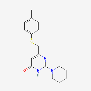 molecular formula C17H21N3OS B6005482 6-{[(4-methylphenyl)thio]methyl}-2-(1-piperidinyl)-4(3H)-pyrimidinone 