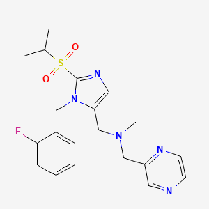 molecular formula C20H24FN5O2S B6005505 1-[1-(2-fluorobenzyl)-2-(isopropylsulfonyl)-1H-imidazol-5-yl]-N-methyl-N-(2-pyrazinylmethyl)methanamine 
