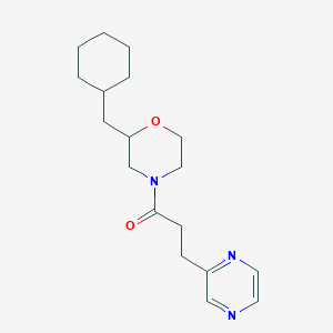 molecular formula C18H27N3O2 B6005521 2-(cyclohexylmethyl)-4-[3-(2-pyrazinyl)propanoyl]morpholine 
