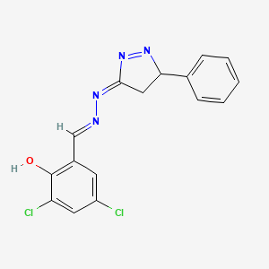 molecular formula C16H12Cl2N4O B6005532 3,5-dichloro-2-hydroxybenzaldehyde (5-phenyl-4,5-dihydro-3H-pyrazol-3-ylidene)hydrazone 