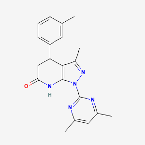 molecular formula C20H21N5O B6005556 1-(4,6-dimethyl-2-pyrimidinyl)-3-methyl-4-(3-methylphenyl)-1,4,5,7-tetrahydro-6H-pyrazolo[3,4-b]pyridin-6-one 