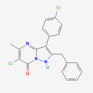 molecular formula C20H15Cl2N3O B6005575 2-benzyl-6-chloro-3-(4-chlorophenyl)-5-methylpyrazolo[1,5-a]pyrimidin-7(4H)-one 