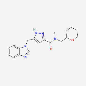 molecular formula C19H23N5O2 B6005609 5-(1H-benzimidazol-1-ylmethyl)-N-methyl-N-(tetrahydro-2H-pyran-2-ylmethyl)-1H-pyrazole-3-carboxamide 