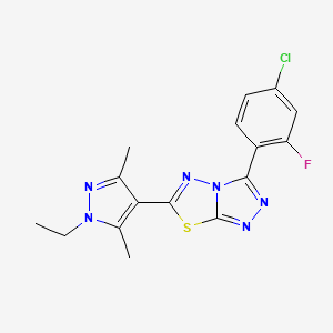 molecular formula C16H14ClFN6S B6005679 3-(4-chloro-2-fluorophenyl)-6-(1-ethyl-3,5-dimethyl-1H-pyrazol-4-yl)[1,2,4]triazolo[3,4-b][1,3,4]thiadiazole 