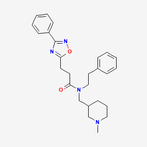 molecular formula C26H32N4O2 B6005690 N-[(1-methyl-3-piperidinyl)methyl]-N-(2-phenylethyl)-3-(3-phenyl-1,2,4-oxadiazol-5-yl)propanamide 