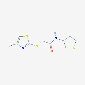 molecular formula C10H14N2OS3 B6005693 2-[(4-methyl-1,3-thiazol-2-yl)thio]-N-(tetrahydro-3-thienyl)acetamide 
