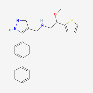 molecular formula C23H23N3OS B6005724 N-{[3-(4-biphenylyl)-1H-pyrazol-4-yl]methyl}-2-methoxy-2-(2-thienyl)ethanamine 