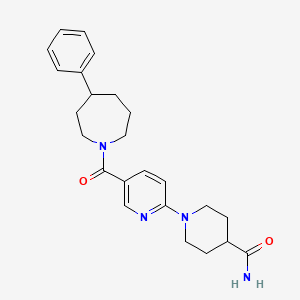 molecular formula C24H30N4O2 B6005736 1-{5-[(4-phenyl-1-azepanyl)carbonyl]-2-pyridinyl}-4-piperidinecarboxamide 
