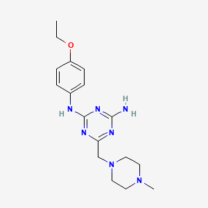 molecular formula C17H25N7O B6005773 N-(4-ethoxyphenyl)-6-[(4-methyl-1-piperazinyl)methyl]-1,3,5-triazine-2,4-diamine 
