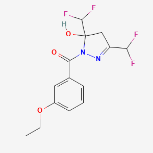 molecular formula C14H14F4N2O3 B6005776 3,5-bis(difluoromethyl)-1-(3-ethoxybenzoyl)-4,5-dihydro-1H-pyrazol-5-ol 