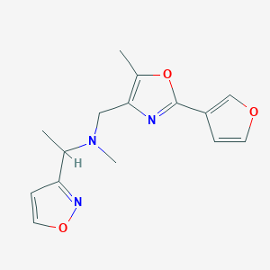molecular formula C15H17N3O3 B6005828 N-{[2-(3-furyl)-5-methyl-1,3-oxazol-4-yl]methyl}-1-(3-isoxazolyl)-N-methylethanamine 