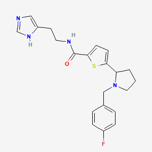 molecular formula C21H23FN4OS B6005837 5-[1-(4-fluorobenzyl)-2-pyrrolidinyl]-N-[2-(1H-imidazol-4-yl)ethyl]-2-thiophenecarboxamide 