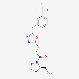 molecular formula C18H20F3N3O3 B6005847 [(2S)-1-(3-{5-[3-(trifluoromethyl)benzyl]-1,3,4-oxadiazol-2-yl}propanoyl)-2-pyrrolidinyl]methanol 
