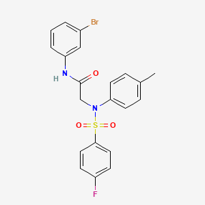 molecular formula C21H18BrFN2O3S B6005852 N~1~-(3-bromophenyl)-N~2~-[(4-fluorophenyl)sulfonyl]-N~2~-(4-methylphenyl)glycinamide 