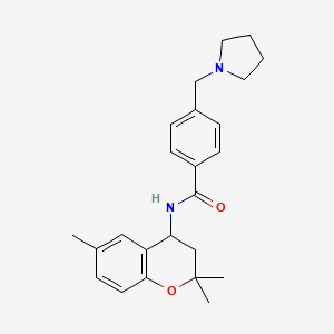 molecular formula C24H30N2O2 B6005873 4-(1-pyrrolidinylmethyl)-N-(2,2,6-trimethyl-3,4-dihydro-2H-chromen-4-yl)benzamide 