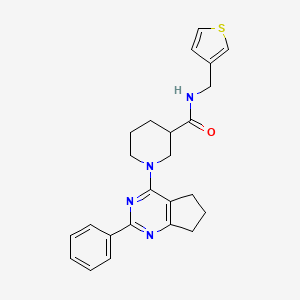 molecular formula C24H26N4OS B6005883 1-(2-phenyl-6,7-dihydro-5H-cyclopenta[d]pyrimidin-4-yl)-N-(3-thienylmethyl)-3-piperidinecarboxamide 