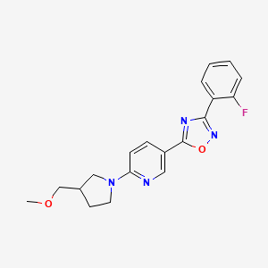molecular formula C19H19FN4O2 B6005941 5-[3-(2-fluorophenyl)-1,2,4-oxadiazol-5-yl]-2-[3-(methoxymethyl)-1-pyrrolidinyl]pyridine 