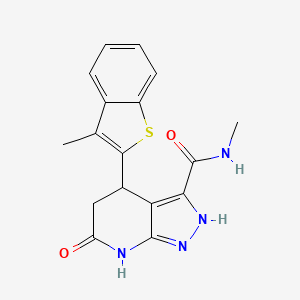 molecular formula C17H16N4O2S B6005947 N-methyl-4-(3-methyl-1-benzothien-2-yl)-6-oxo-4,5,6,7-tetrahydro-1H-pyrazolo[3,4-b]pyridine-3-carboxamide 