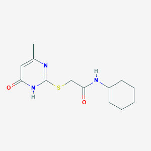 molecular formula C13H19N3O2S B6005996 N-cyclohexyl-2-[(4-methyl-6-oxo-1,6-dihydro-2-pyrimidinyl)thio]acetamide 