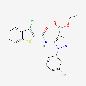 molecular formula C21H15BrClN3O3S B6006006 ethyl 1-(3-bromophenyl)-5-{[(3-chloro-1-benzothien-2-yl)carbonyl]amino}-1H-pyrazole-4-carboxylate 