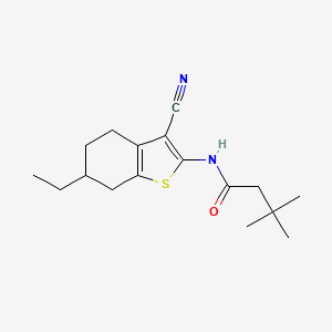 molecular formula C17H24N2OS B6006025 N-(3-cyano-6-ethyl-4,5,6,7-tetrahydro-1-benzothien-2-yl)-3,3-dimethylbutanamide 