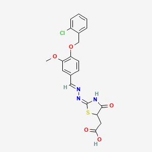 molecular formula C20H18ClN3O5S B6006059 [2-({4-[(2-chlorobenzyl)oxy]-3-methoxybenzylidene}hydrazono)-4-oxo-1,3-thiazolidin-5-yl]acetic acid 