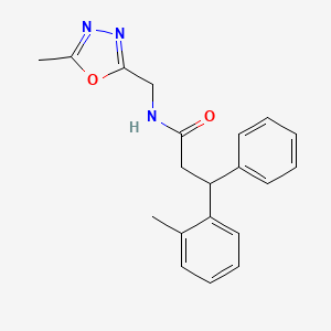 molecular formula C20H21N3O2 B6006088 N-[(5-methyl-1,3,4-oxadiazol-2-yl)methyl]-3-(2-methylphenyl)-3-phenylpropanamide 