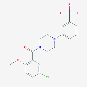 molecular formula C19H18ClF3N2O2 B6006151 1-(5-chloro-2-methoxybenzoyl)-4-[3-(trifluoromethyl)phenyl]piperazine 