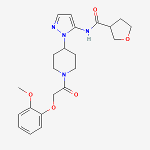 molecular formula C22H28N4O5 B6006171 N-(1-{1-[2-(2-methoxyphenoxy)acetyl]-4-piperidinyl}-1H-pyrazol-5-yl)tetrahydro-3-furancarboxamide 