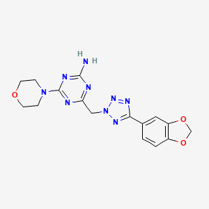 molecular formula C16H17N9O3 B6006191 4-{[5-(1,3-benzodioxol-5-yl)-2H-tetrazol-2-yl]methyl}-6-morpholin-4-yl-1,3,5-triazin-2-amine 