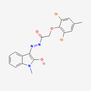 molecular formula C18H15Br2N3O3 B6006198 2-(2,6-dibromo-4-methylphenoxy)-N'-(1-methyl-2-oxo-1,2-dihydro-3H-indol-3-ylidene)acetohydrazide 