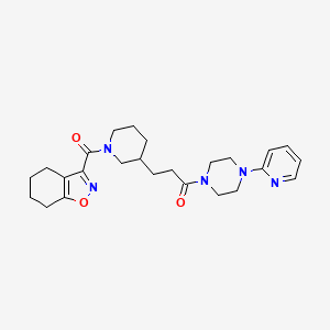 molecular formula C25H33N5O3 B6006239 3-({3-[3-oxo-3-(4-pyridin-2-ylpiperazin-1-yl)propyl]piperidin-1-yl}carbonyl)-4,5,6,7-tetrahydro-2,1-benzisoxazole 