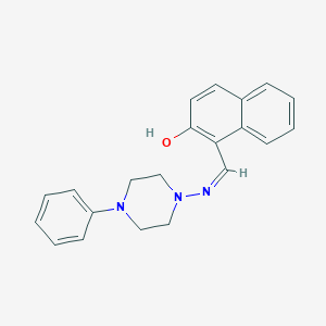 molecular formula C21H21N3O B6006247 1-{[(4-phenyl-1-piperazinyl)imino]methyl}-2-naphthol 